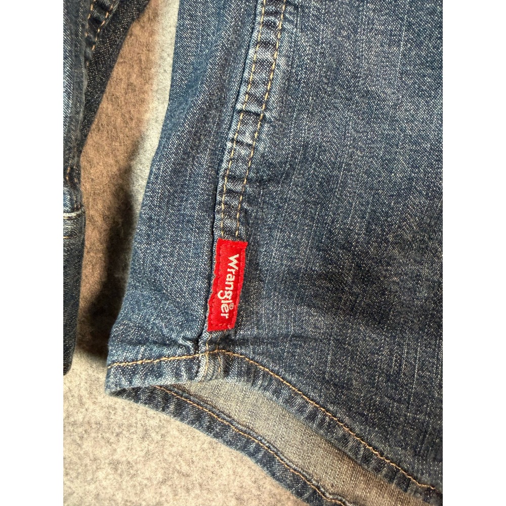 Wrangler Mens Blue‎ Denim Western Snap Shirt Small Pearl Snap Cowboy Long Slv - Picture 9 of 9